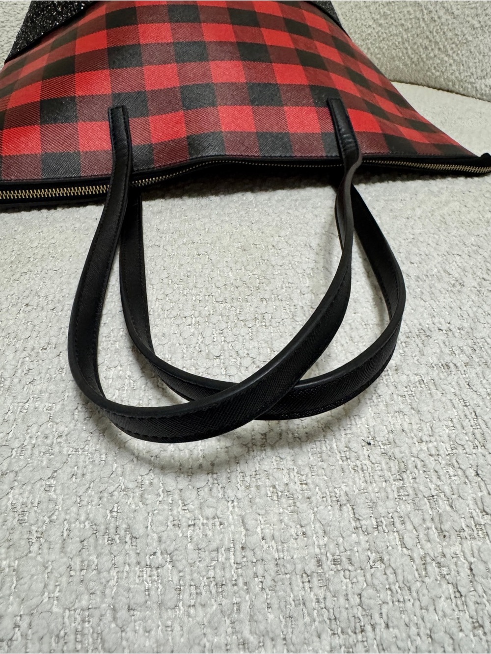 Kate Spade Buffalo Plaid Black And Silver Glitter Set Tote Wallet Cardholder - Picture 12 of 16
